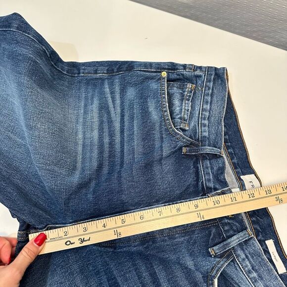 Frame Le Piper Womens Jeans Size 32 in Blue Sky High Rise Slim Straight Cropped - Picture 7 of 15